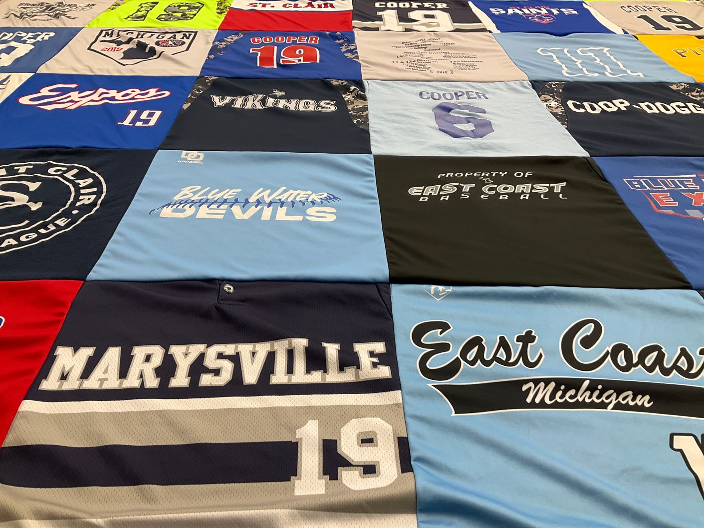 T-shirt quilt from marysville high school, saint clair high school by Wendy from MI