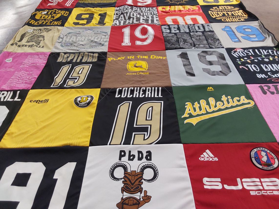 T-shirt quilt featuring deptford athletics by Jen from NJ