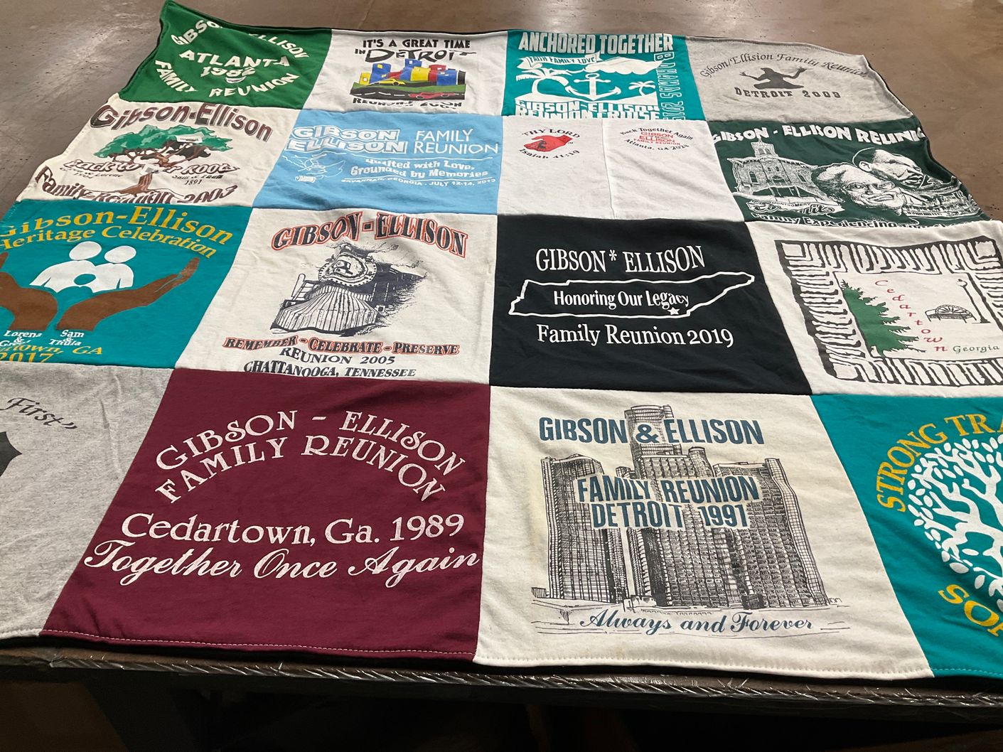 T-shirt quilt with family gatherings, reunions themes by James from GA