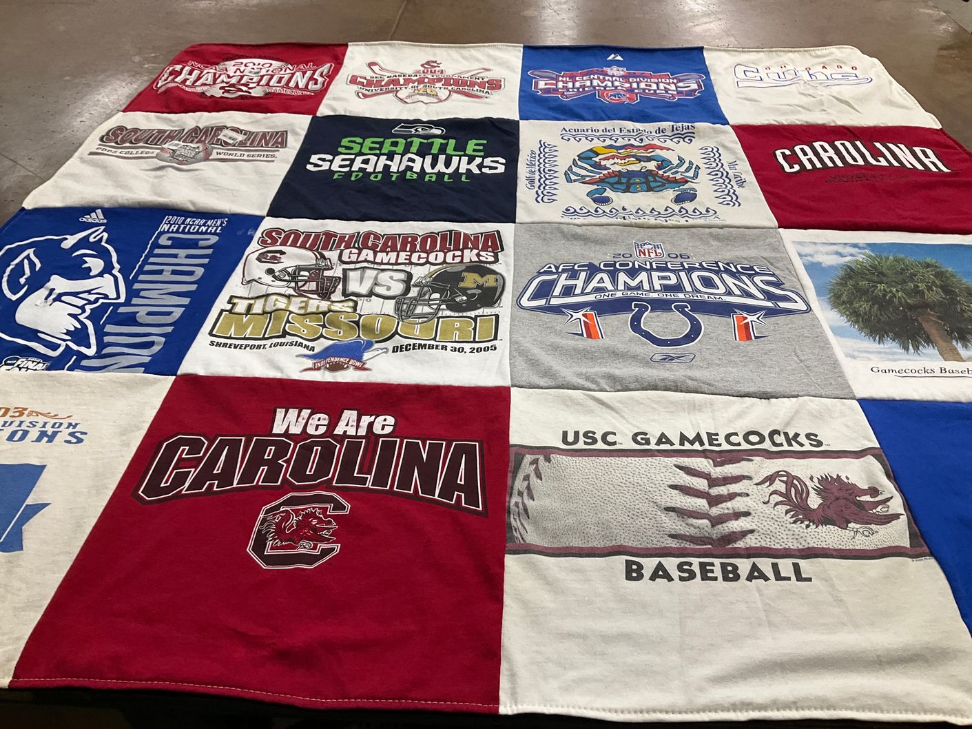 T-shirt quilt featuring university of south carolina gamecocks by Cathy from GA