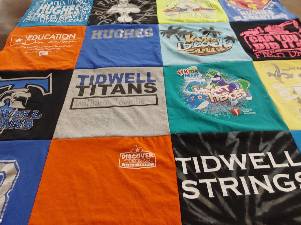 T-shirt quilt featuring tidwell titans by Jessica from TX