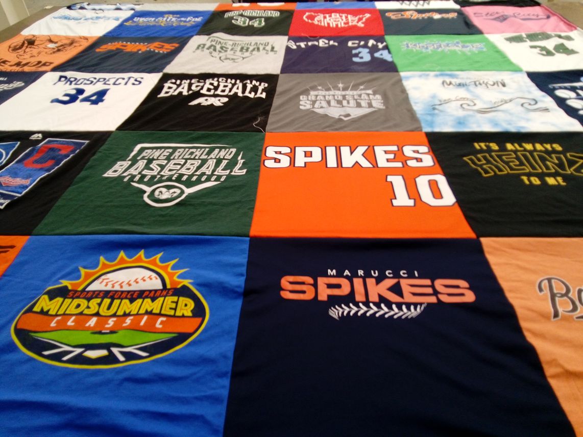 T-shirt quilt featuring spikes by jennifer from PA