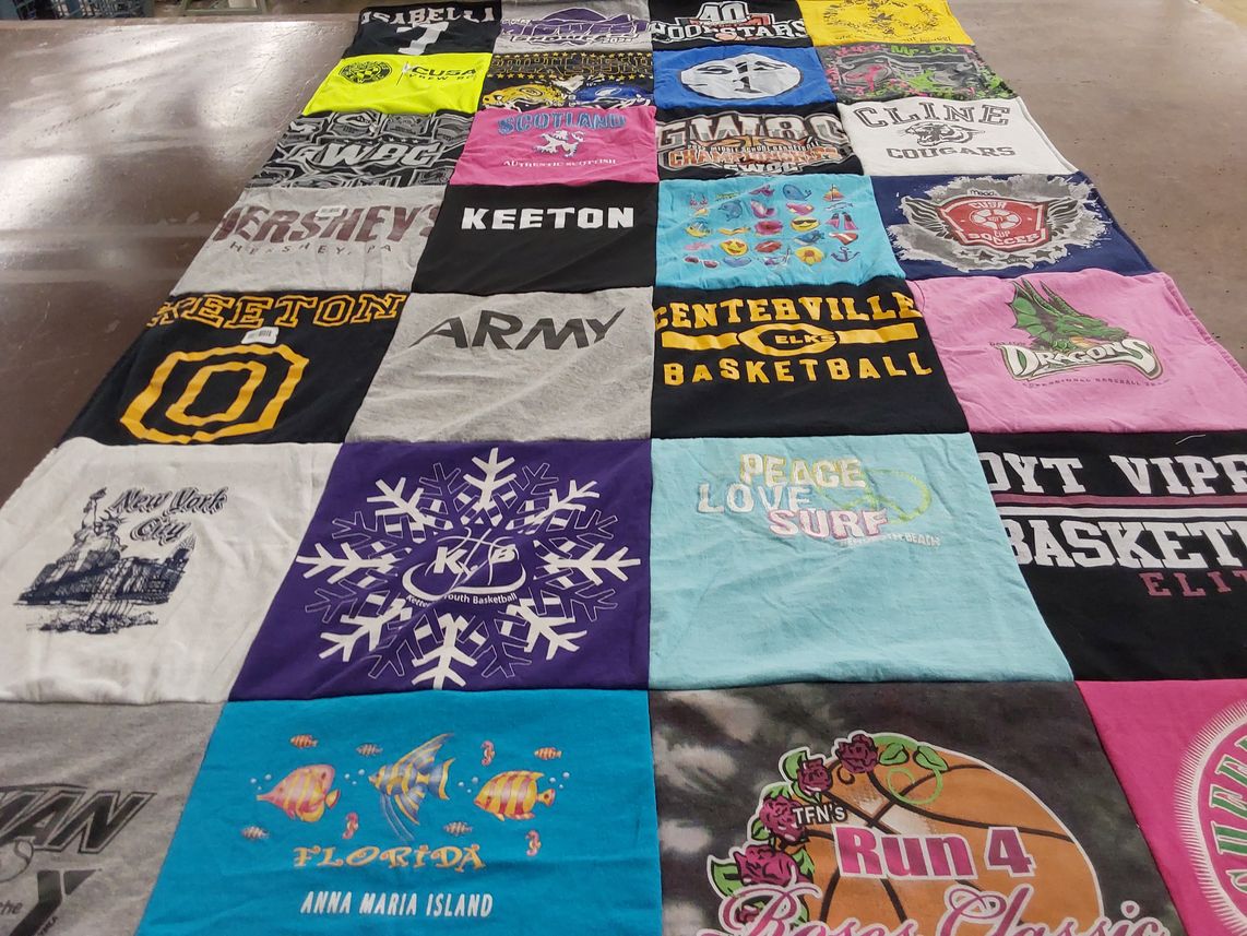 T-shirt quilt featuring centerville elks basketball, c line cougars by Kimberly from OH