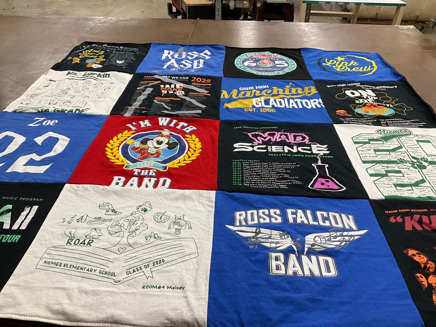 T-shirt quilt featuring ross falcon band by Nedra from CA