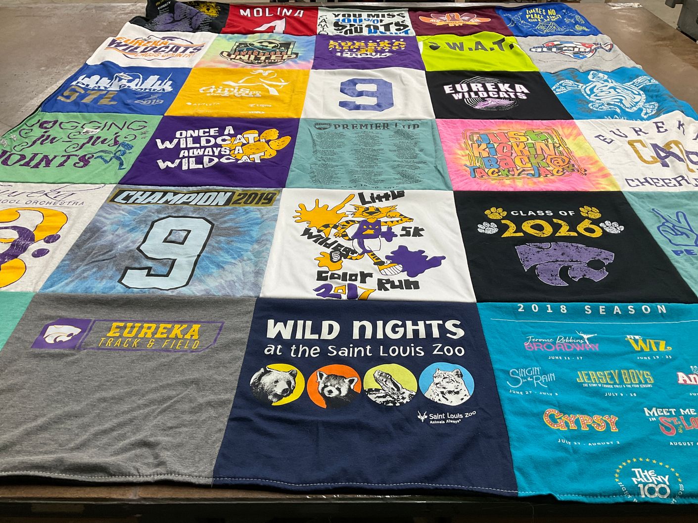 T-shirt quilt featuring eureka wildcats by Nicole from MO
