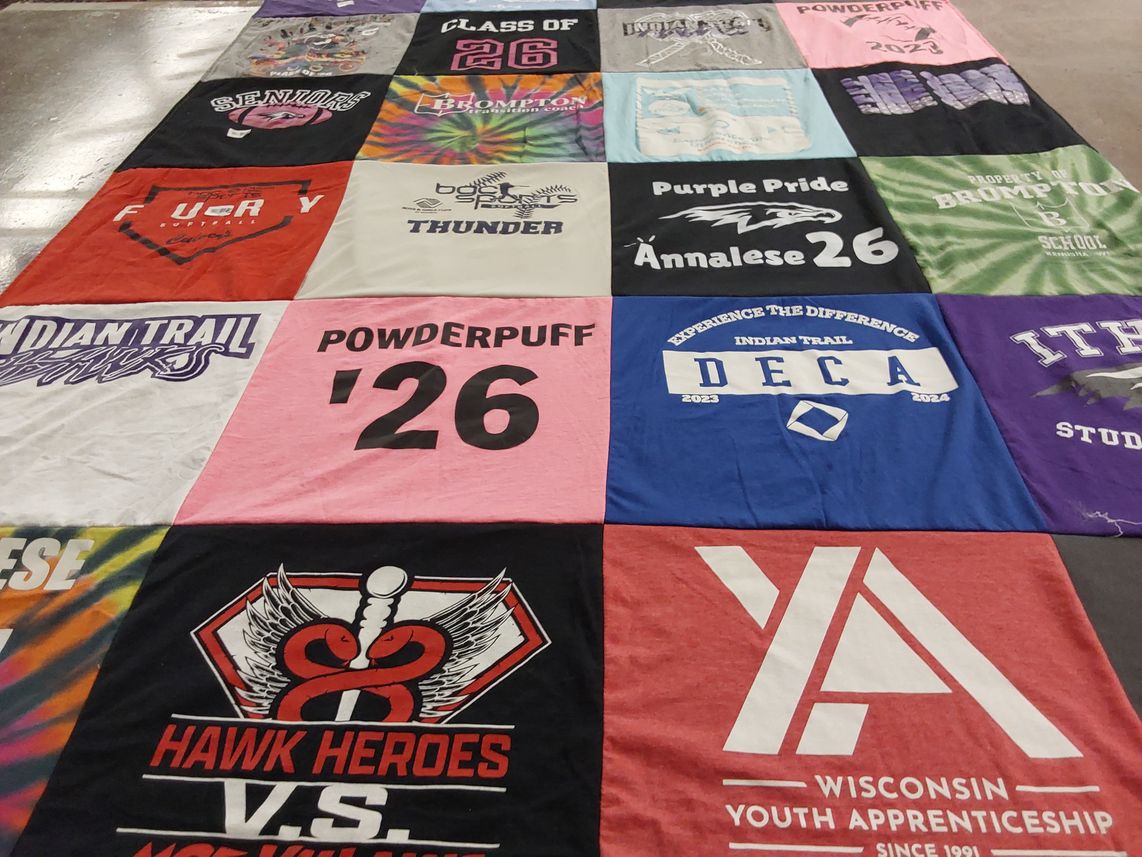 T-shirt quilt from indian trail high school by Donna from WI