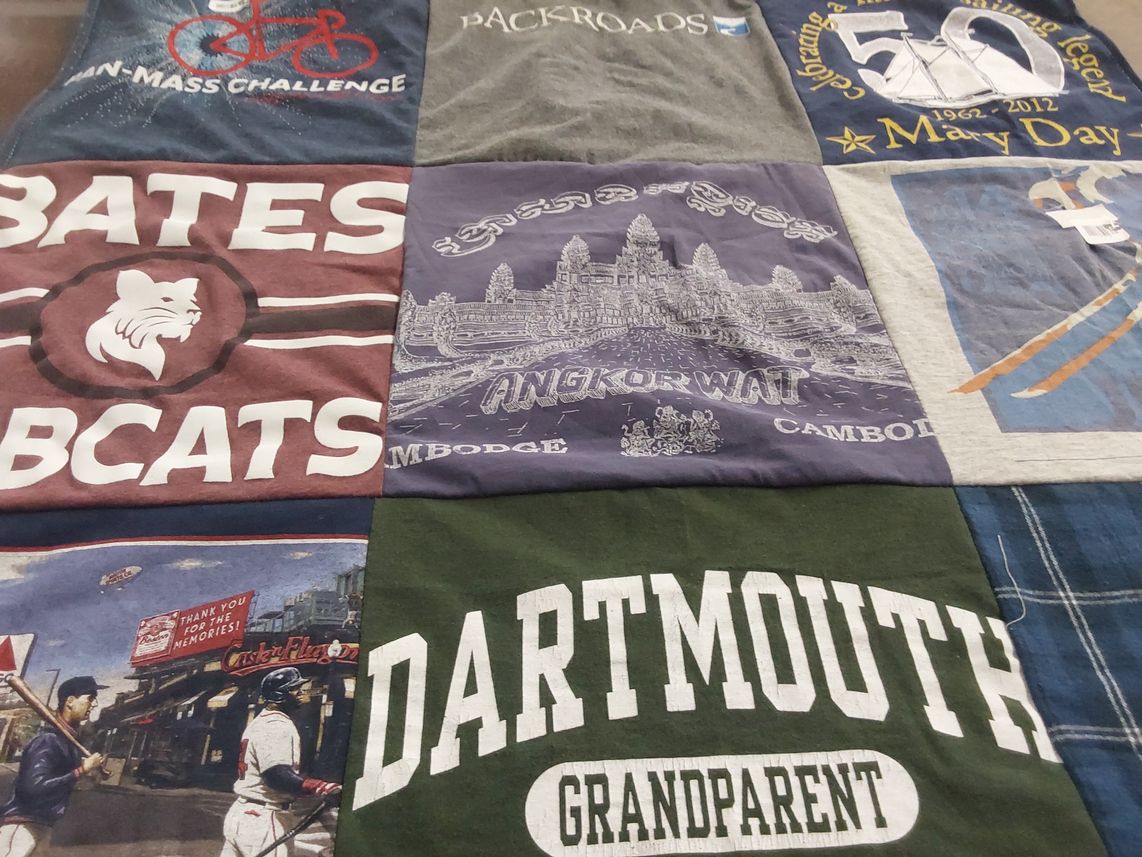T-shirt quilt from bates college, dartmouth college by Lorena from MA