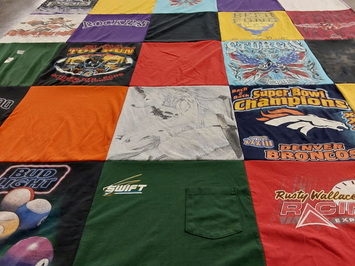 T-shirt quilt featuring denver broncos by Sandra from WY