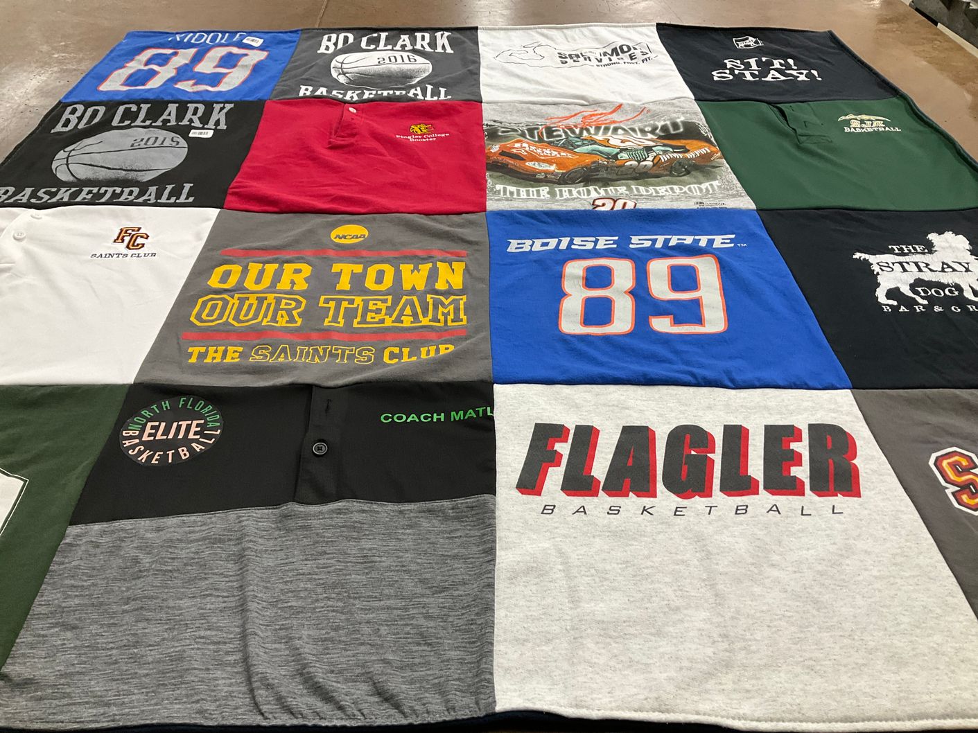 T-shirt quilt featuring flagler basketball, boise state basketball by Michelle from FL