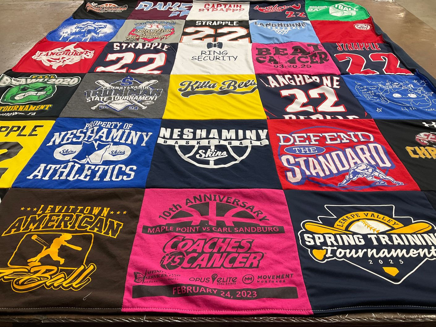 T-shirt quilt featuring neshaminy basketbal team, levittown american baseball team by Jaclyn from PA