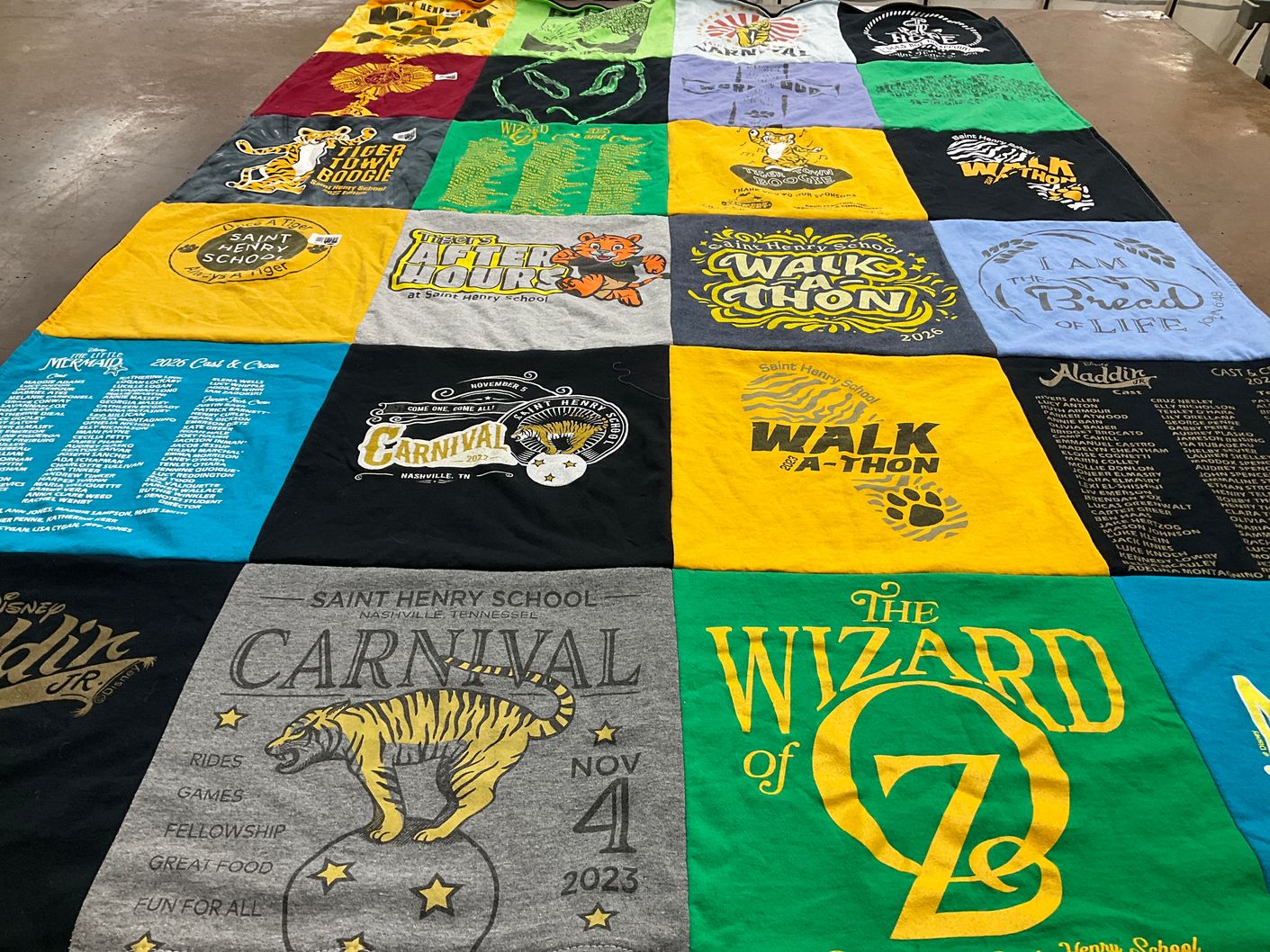 T-shirt quilt from saint henry school by Donna from TN