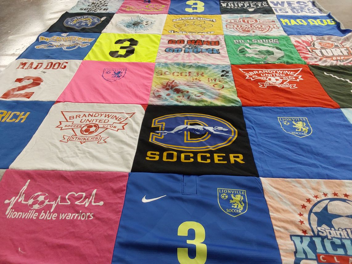T-shirt quilt featuring brandywine united soccer club, lionville soccer by Megan from PA