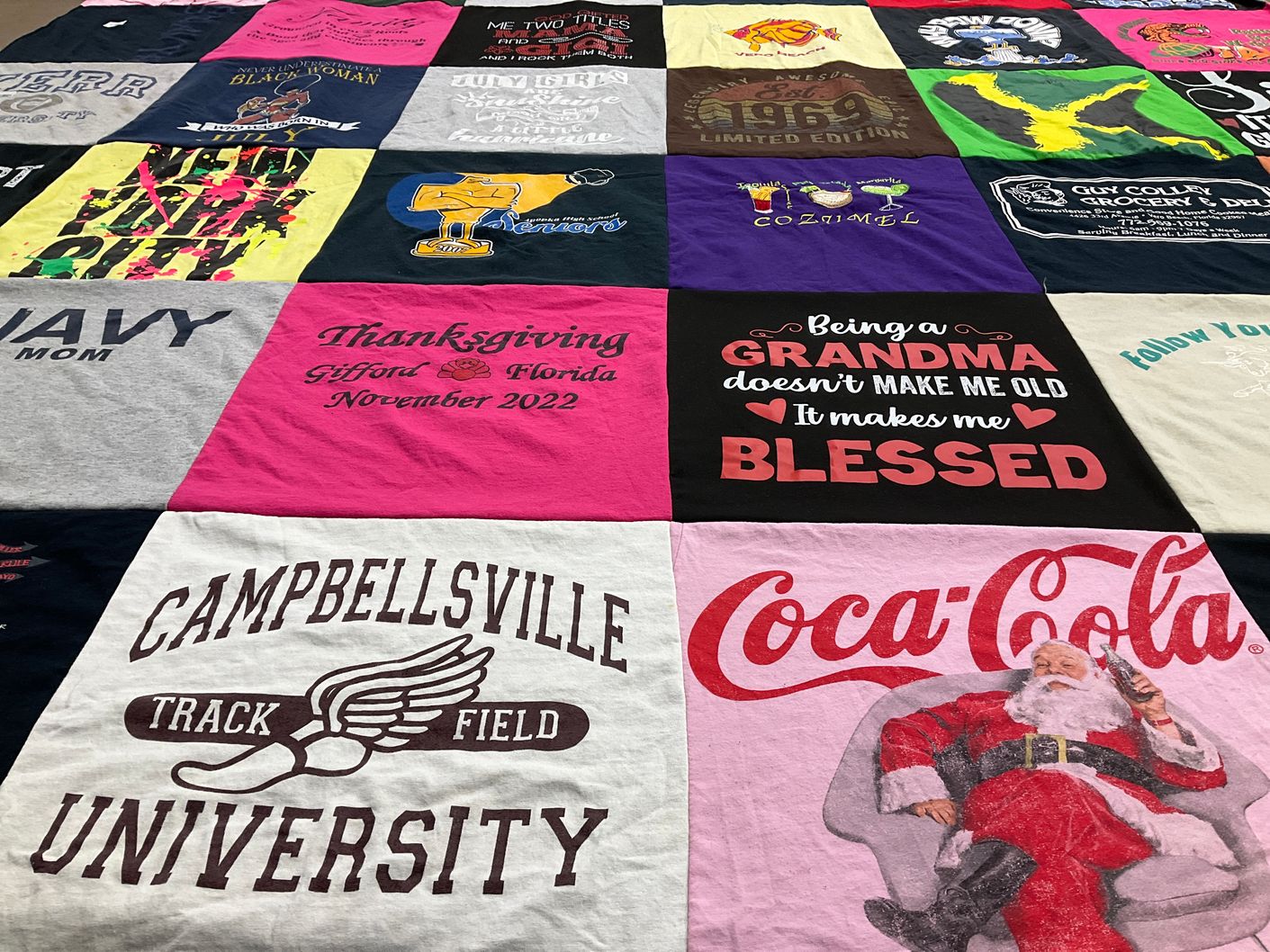 T-shirt quilt from campbellsville university by Susan Kerr from FL