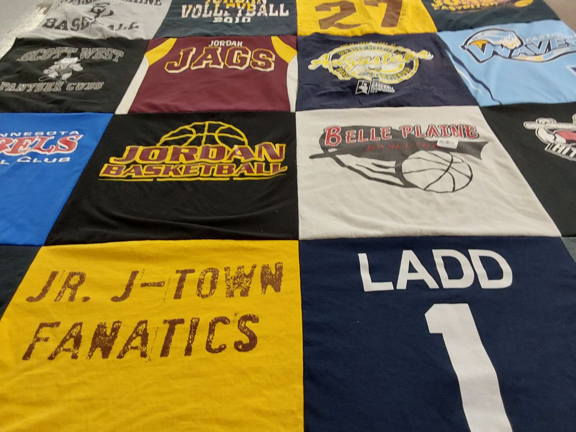 T-shirt quilt featuring jordan jaguars, minnesota angels by Jason from TX
