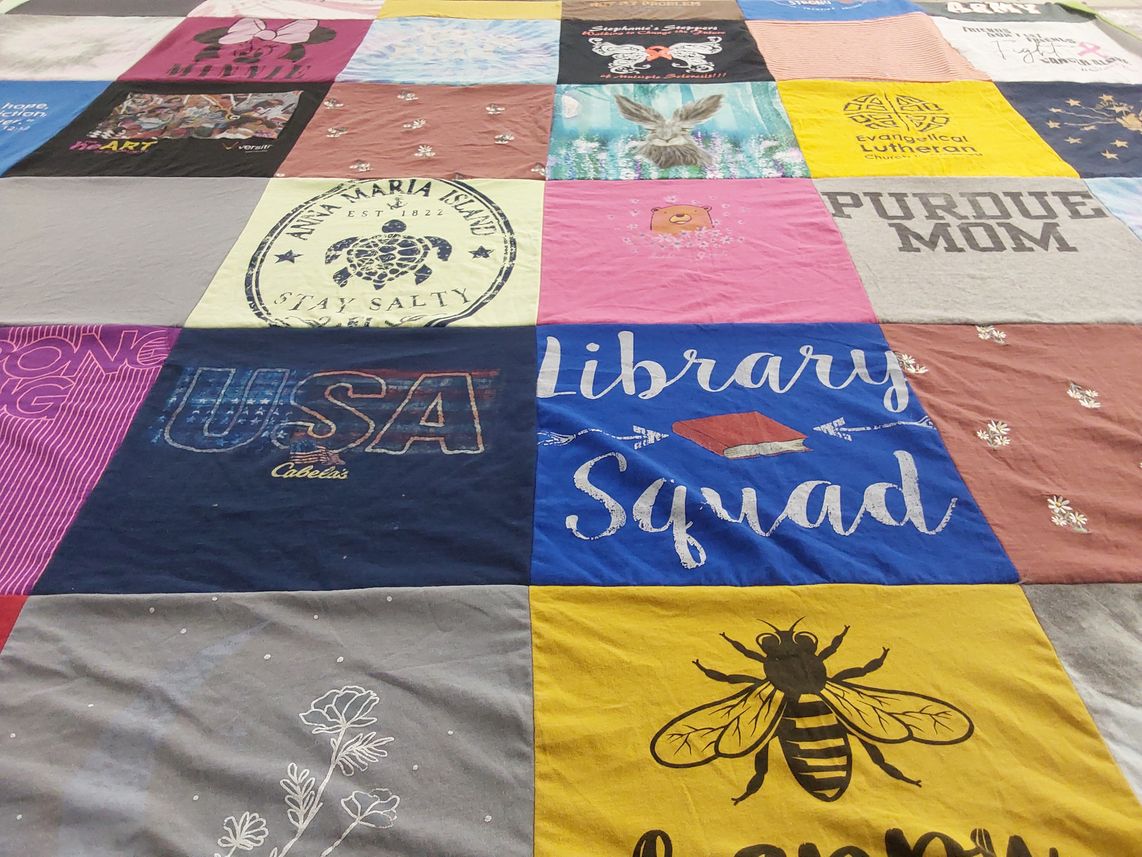 T-shirt quilt from purdue university by Mary from IN