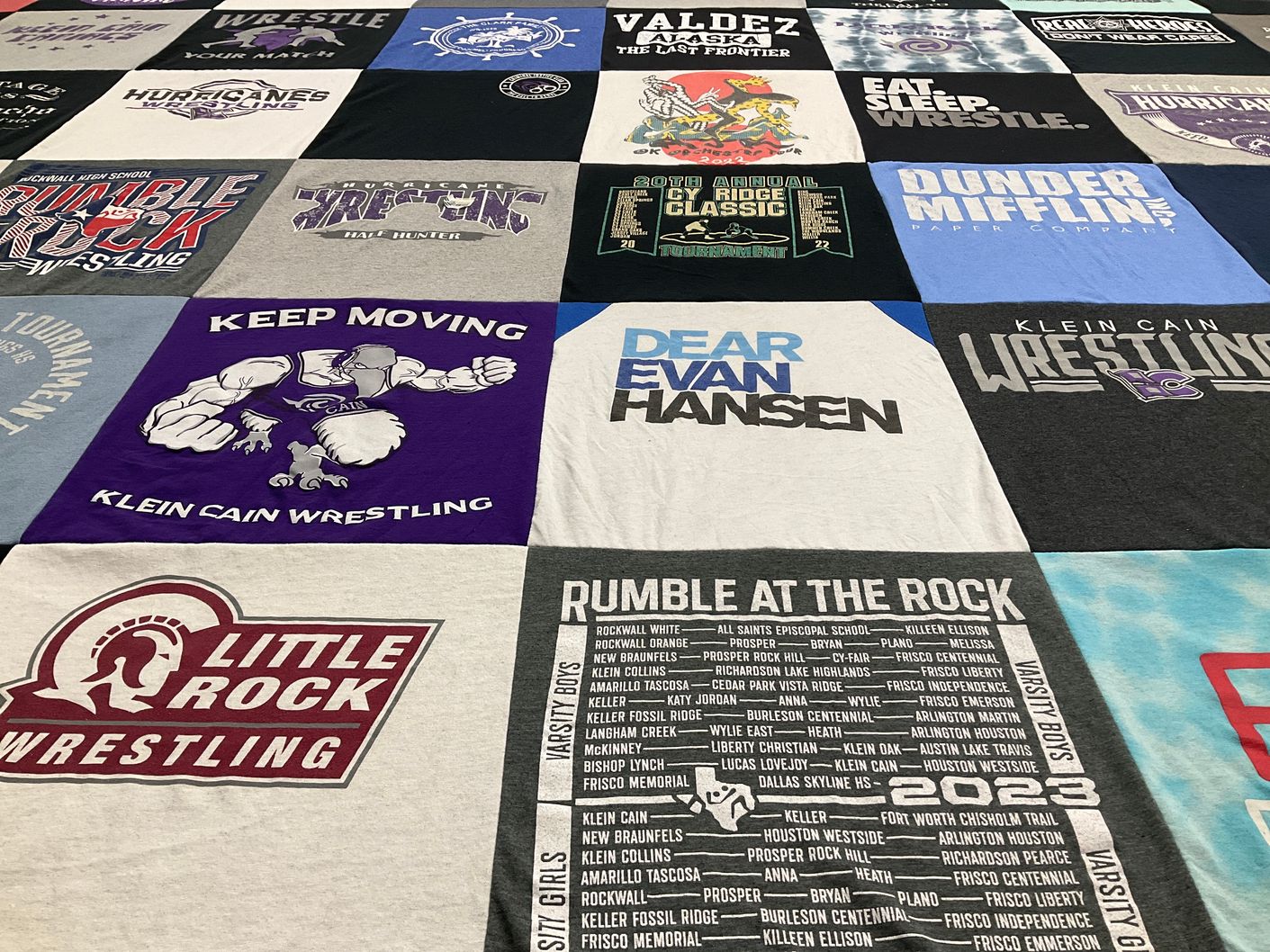 T-shirt quilt featuring klein cain wrestling, little rock wrestling by Brandy from TX