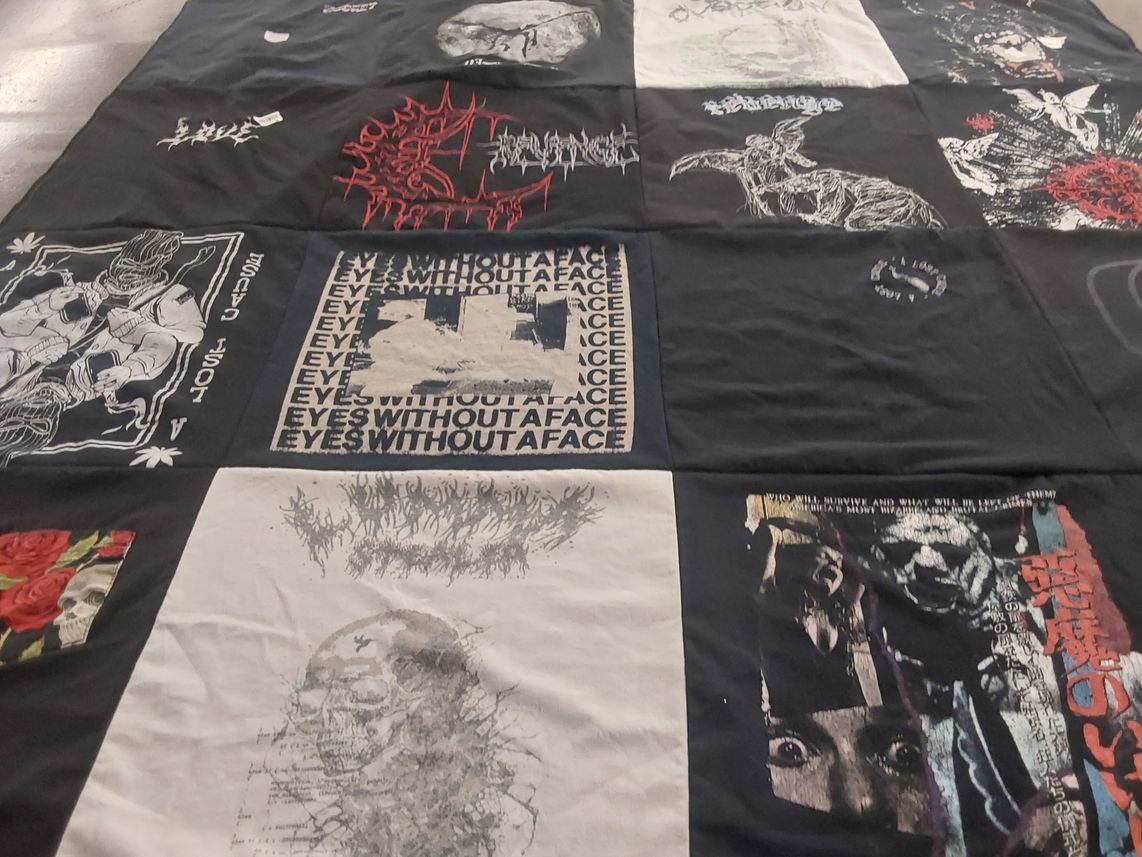 T-shirt quilt with music, art themes by Jennifer from NY