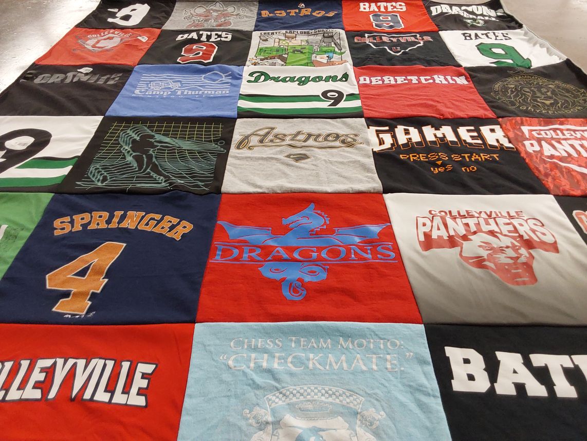 T-shirt quilt featuring colleyville panthers by Leslie from TX