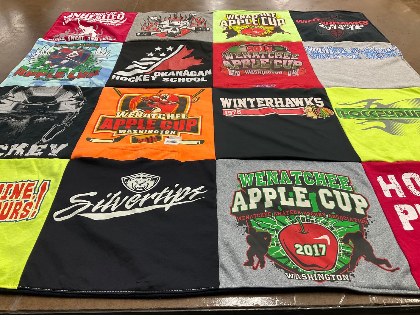 T-shirt quilt featuring winterhawks, silvertips by Randy from WA