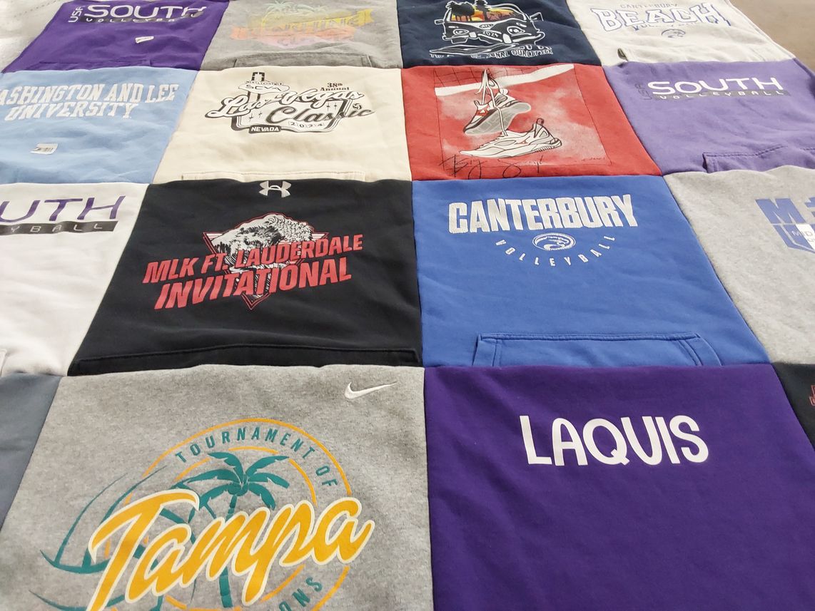 T-shirt quilt featuring canterbury volleyball, south volleyball by Nicole from FL