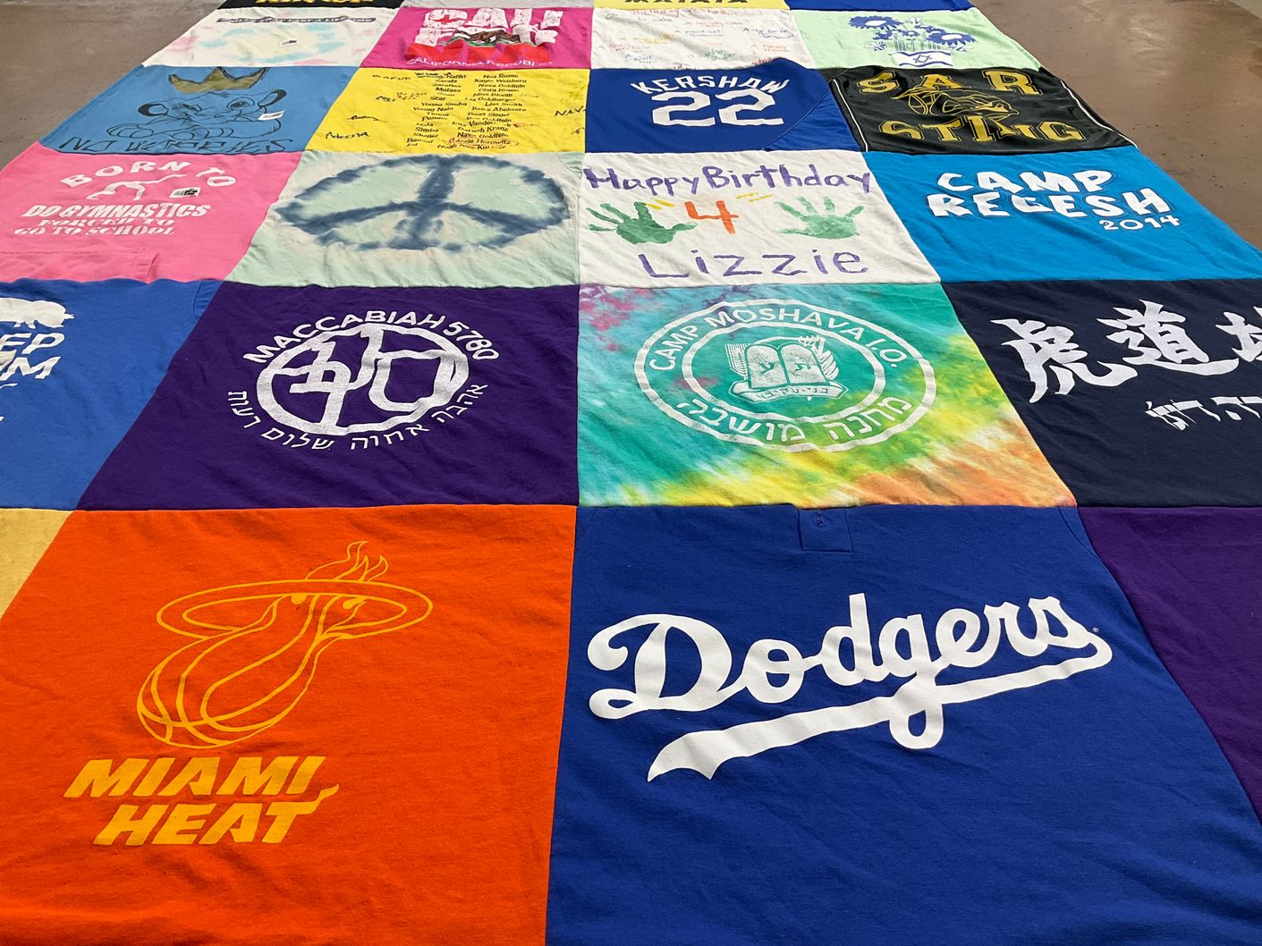 T-shirt quilt featuring miami heat, los angeles dodgers by Jenny from NY