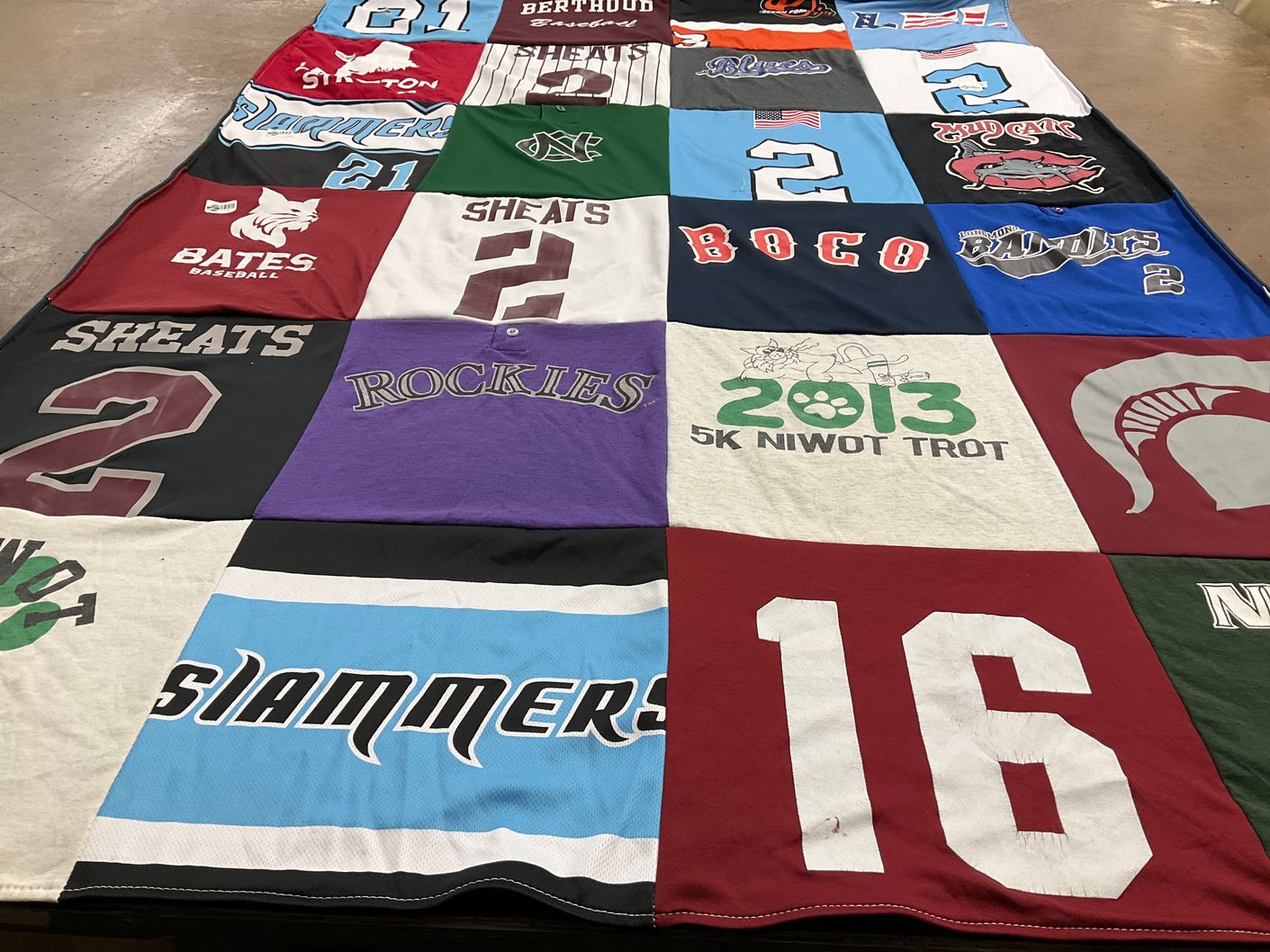T-shirt quilt featuring simmers baseball team, rockies baseball team by Leslie from CO