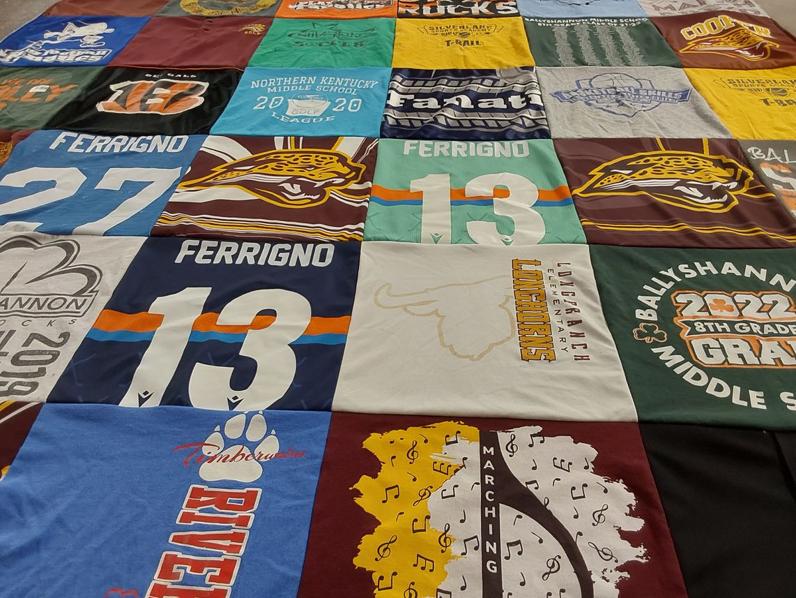T-shirt quilt featuring ballyshannon rocks, timberwolves by Sarah from KY