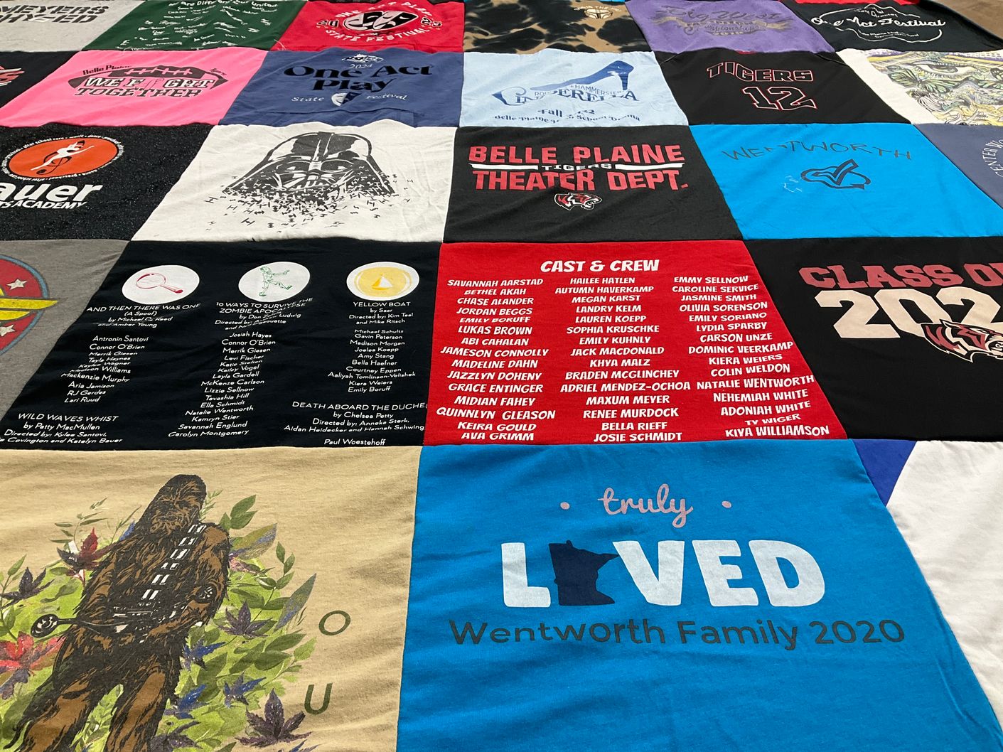 T-shirt quilt from belle plaine theater department, wentworth by Carol from MN