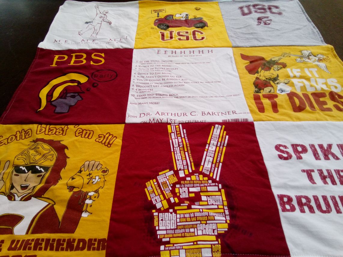 T-shirt quilt from university of southern california by Mildred from CA