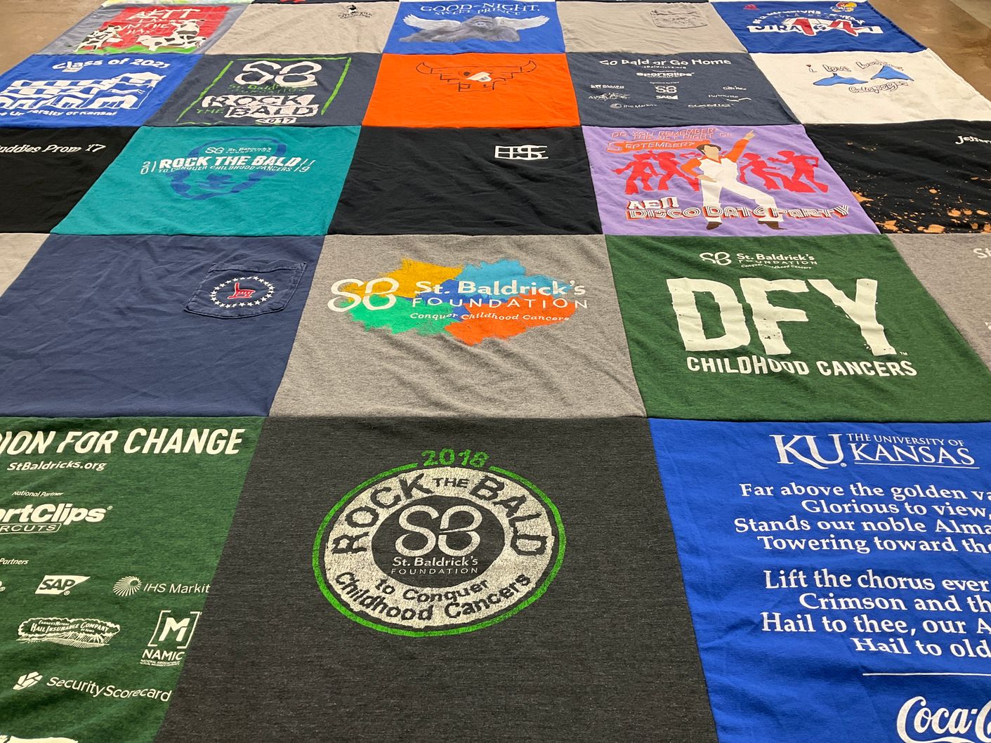 T-shirt quilt from university of kansas by Jamie from IL