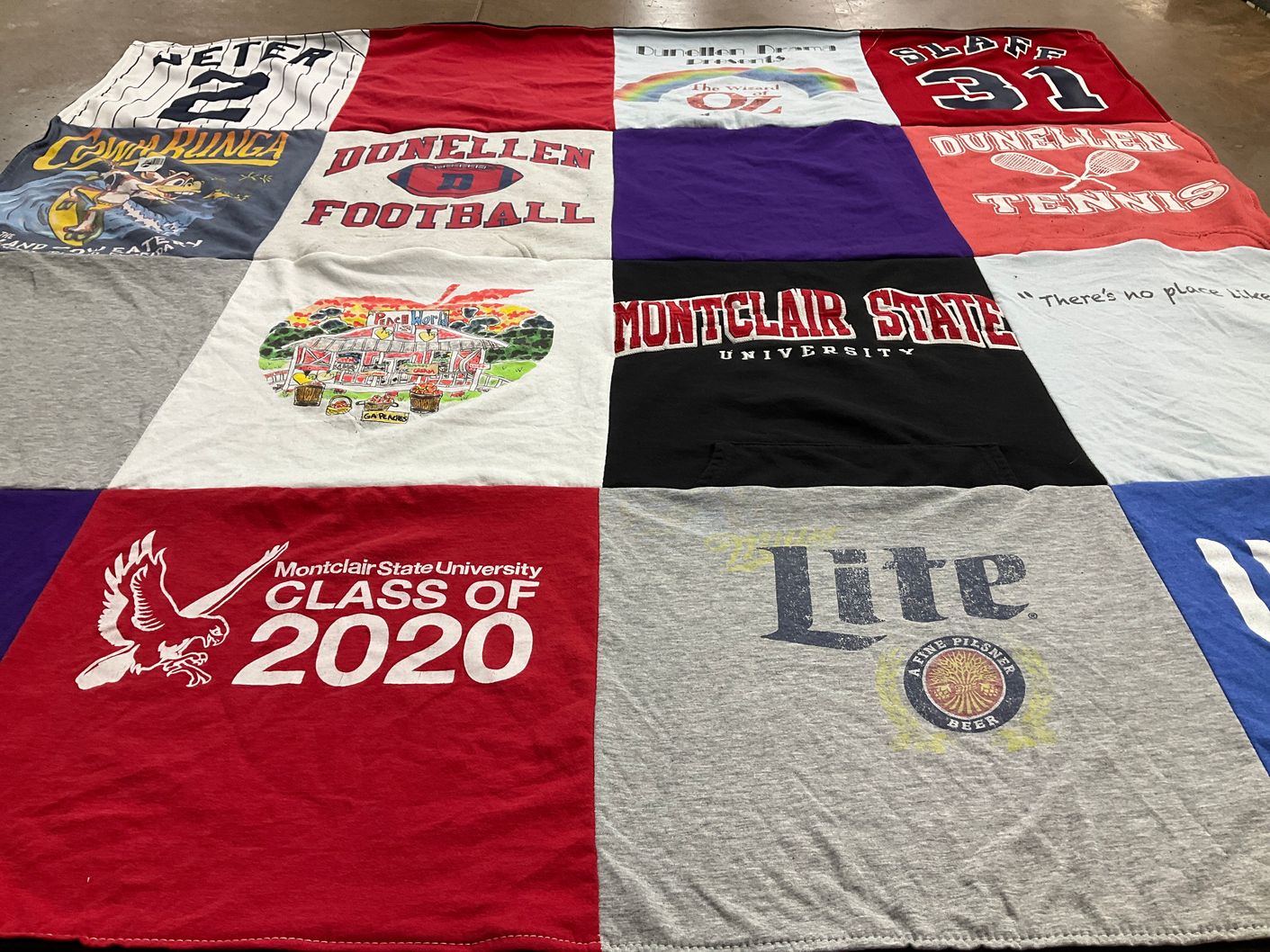 T-shirt quilt featuring donellen football, donellen tennis by Lindsay from NJ