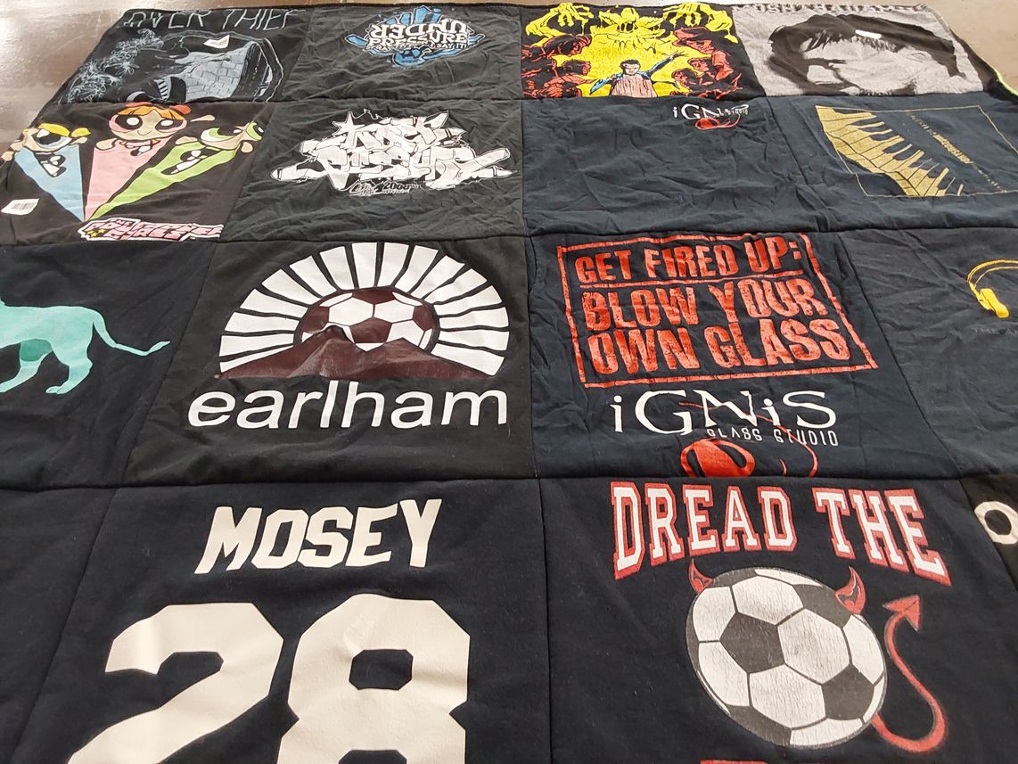 T-shirt quilt from earlham college by Bailey from IN