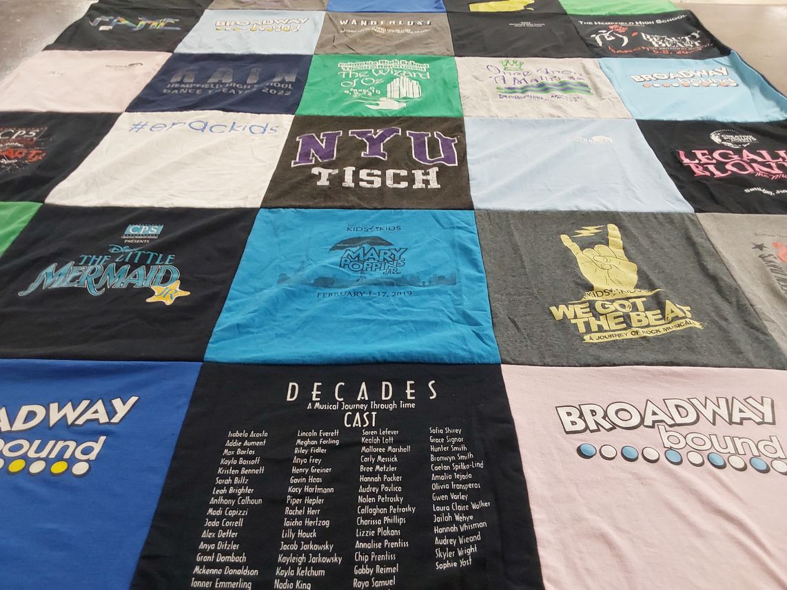 T-shirt quilt from new york university, hempfield high school by Becky from PA
