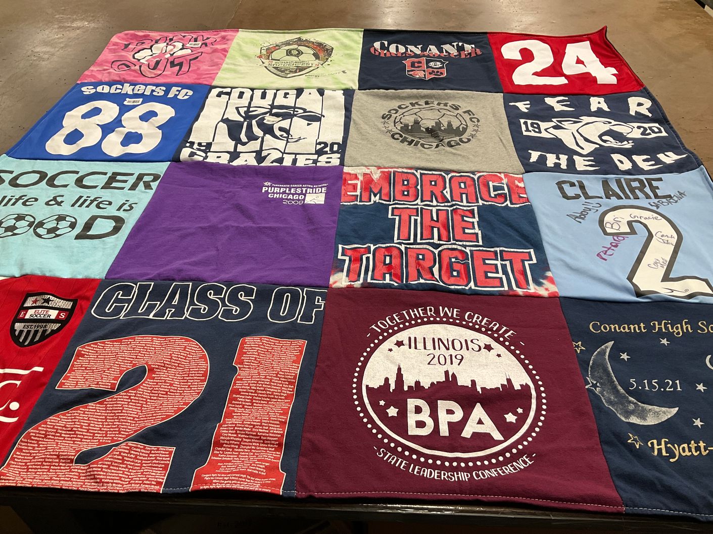 T-shirt quilt featuring sockers fc, cougar craziers by Olivia from IL