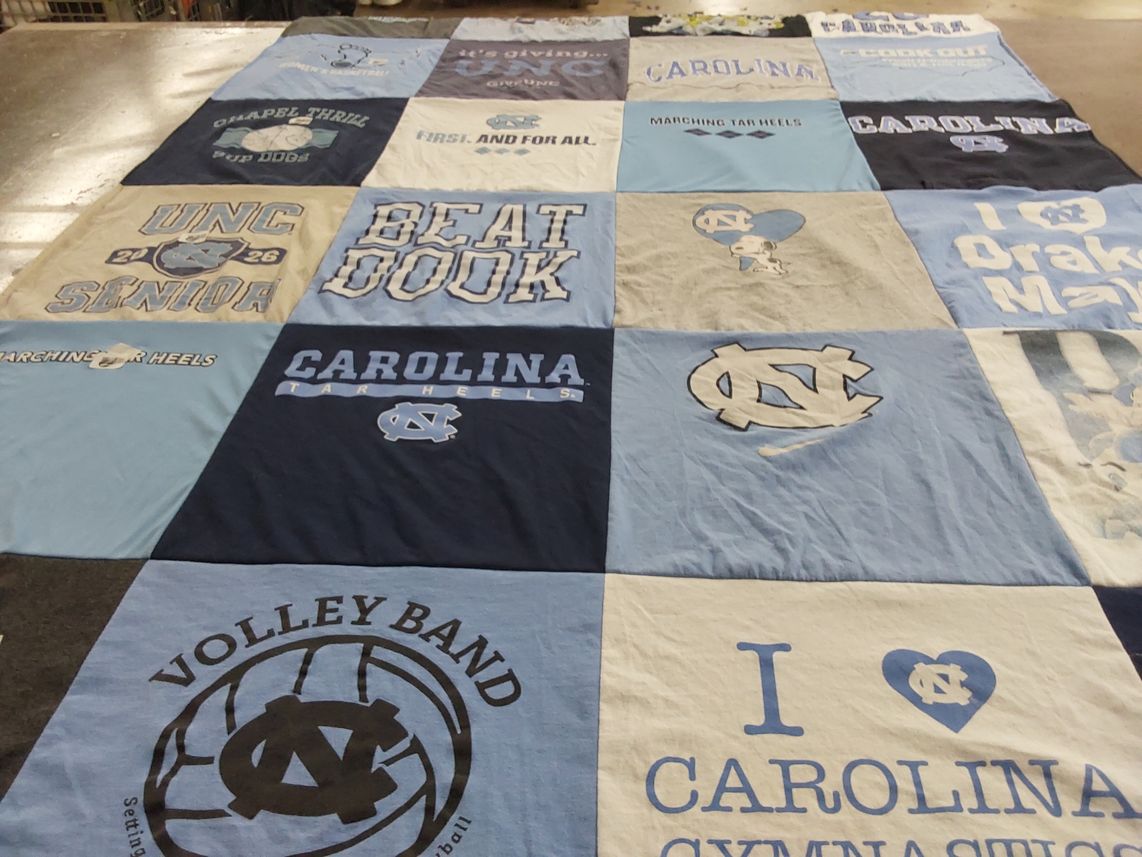 T-shirt quilt featuring north carolina tar heels by Jennifer from NC