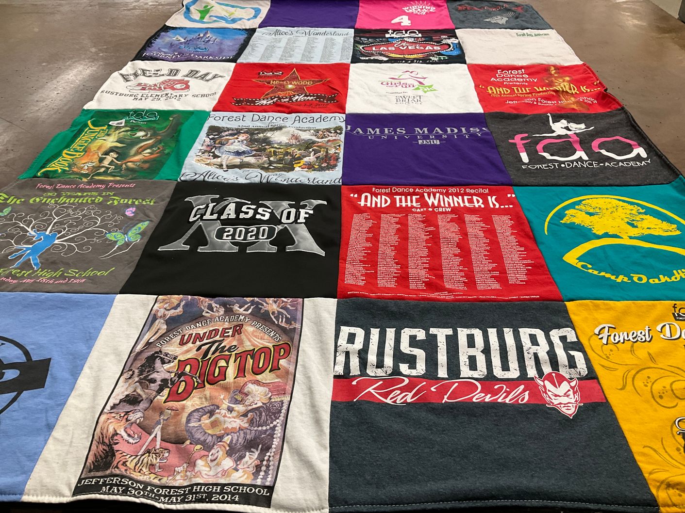 T-shirt quilt featuring rustburg red devils by Beth from VA