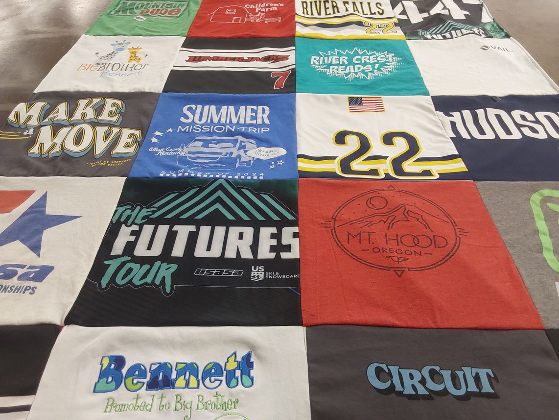 T-shirt quilt featuring lumberjacks by Bobbi from WI