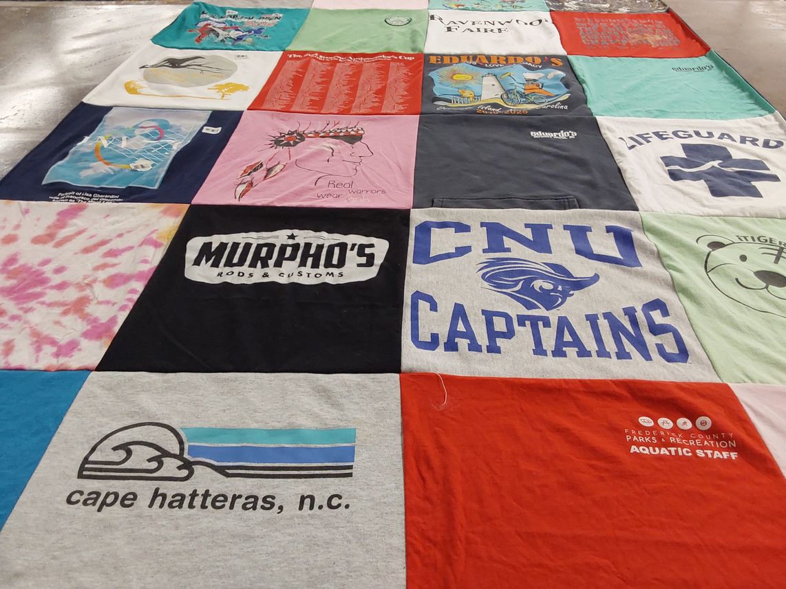 T-shirt quilt featuring christopher newport university captains by Beth from VA