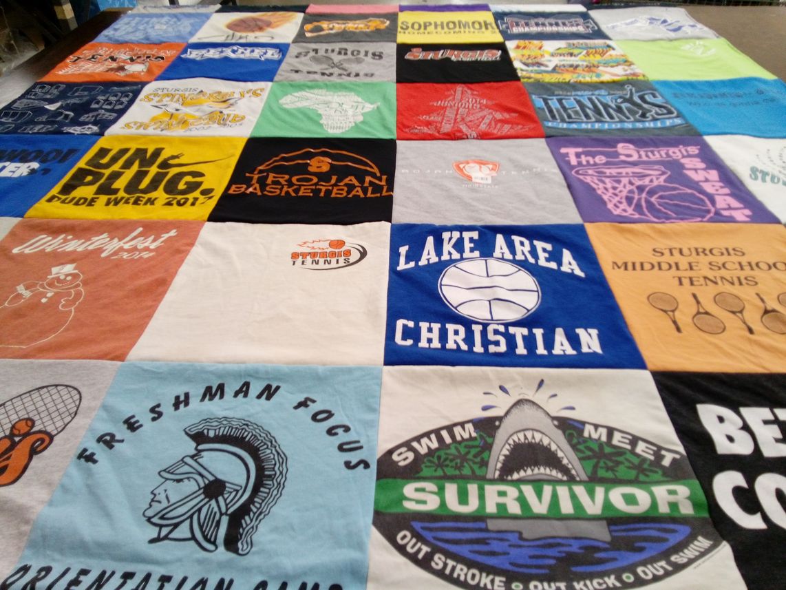 T-shirt quilt featuring sturgis basketball, sturgis tennis by Chad from MI