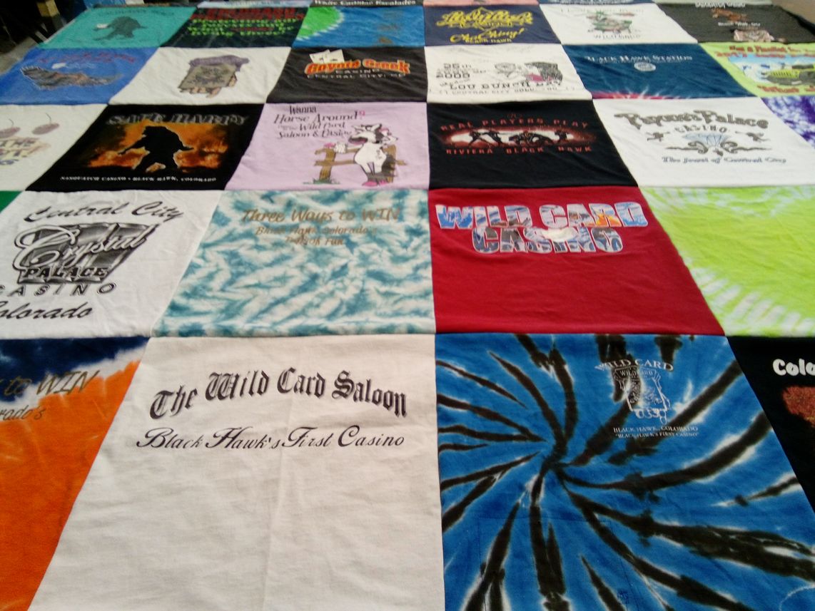 T-shirt quilt with gambling, casinos themes by Cheyenne from CO