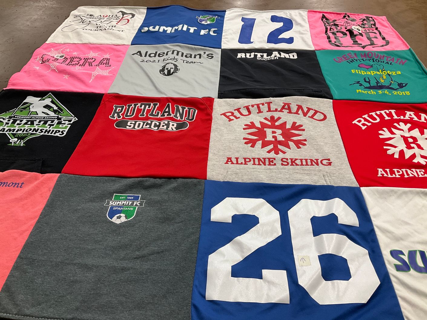 T-shirt quilt featuring summit fc, rutland soccer by Jill from VT