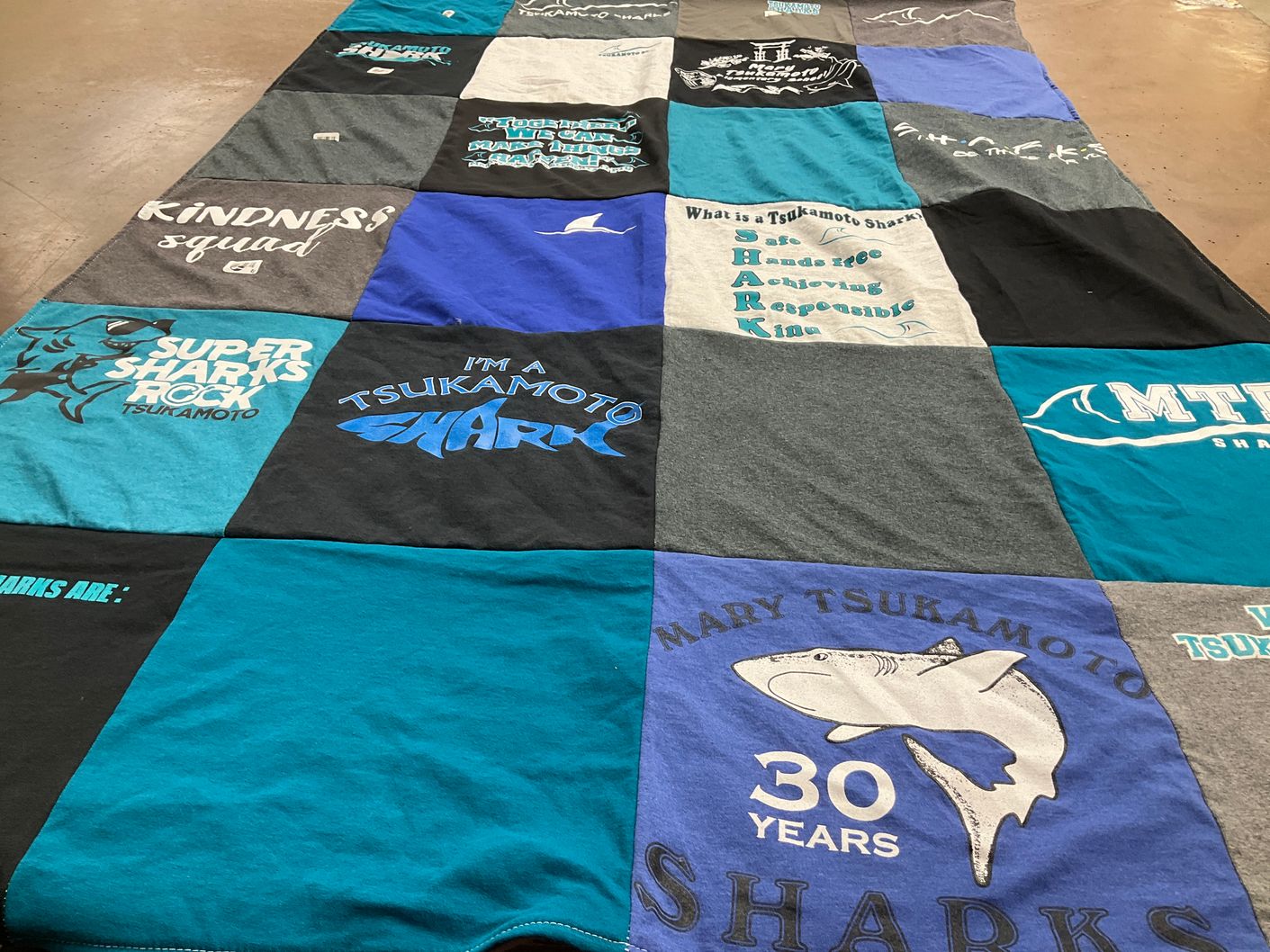 T-shirt quilt featuring tsukamoto sharks by Christina from CA