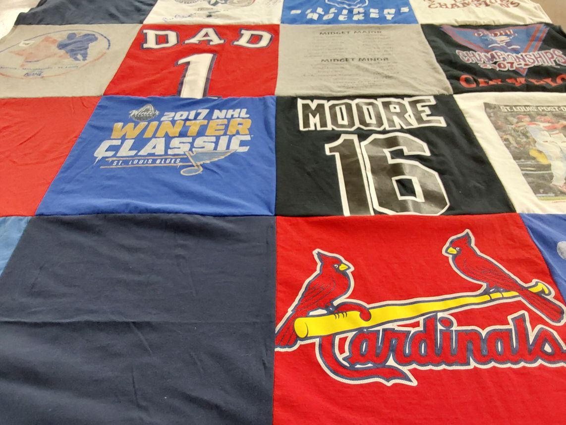 T-shirt quilt featuring st. louis blues, st. louis cardinals by Lori from MO