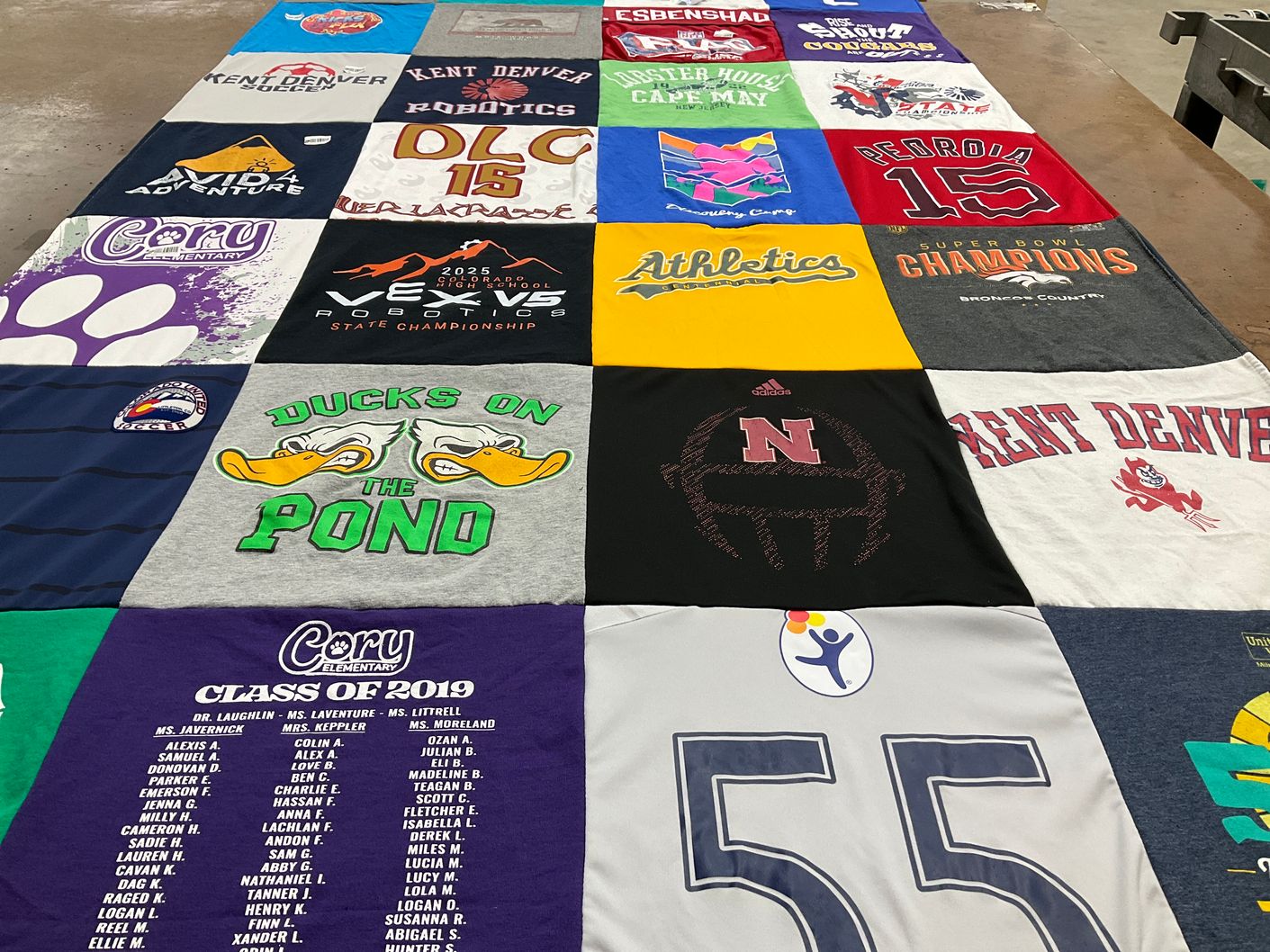 T-shirt quilt featuring kent denver soccer, kent denver robotics by kim from CO