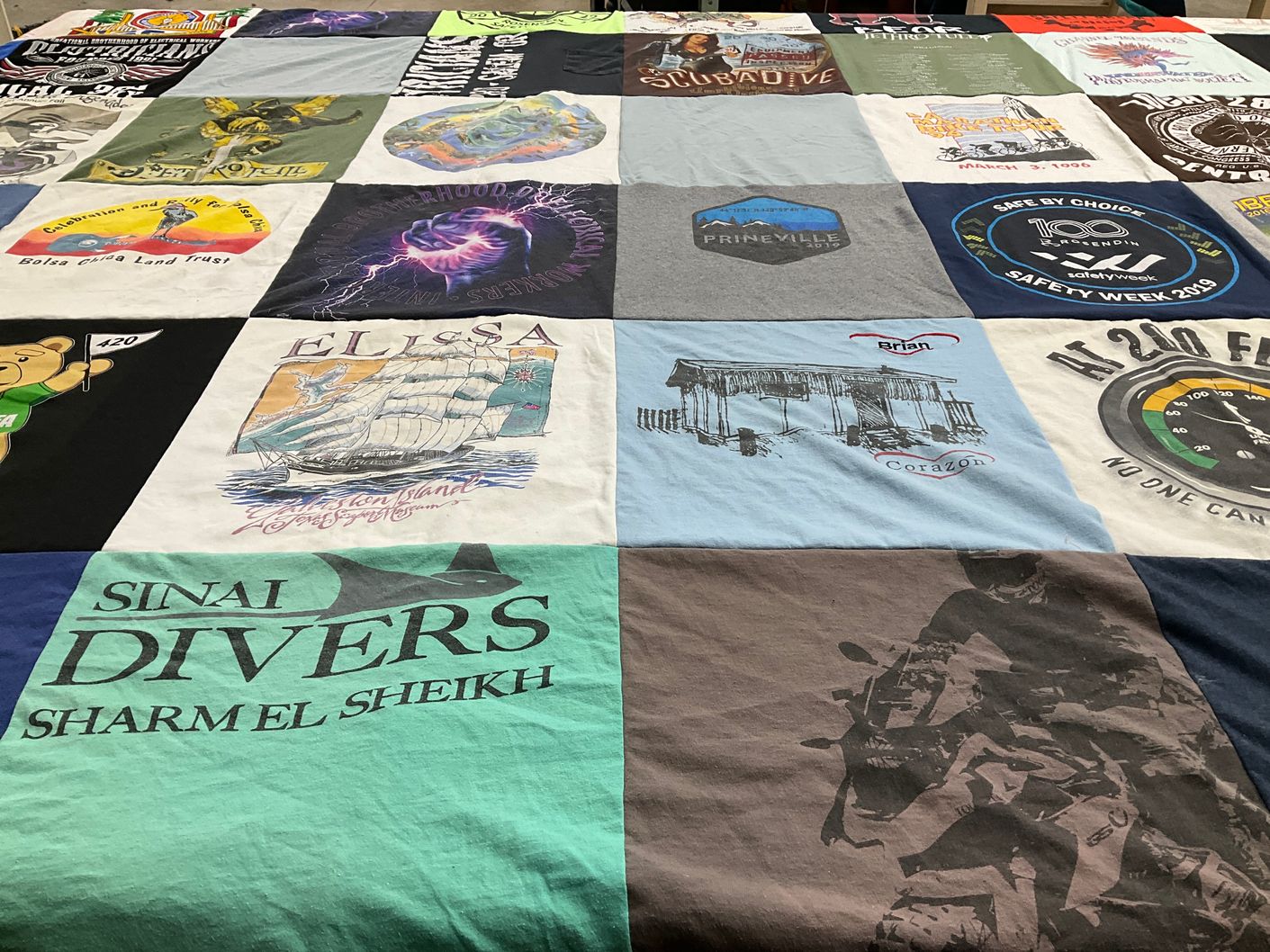 T-shirt quilt with diving, sailing themes by Brian from OR
