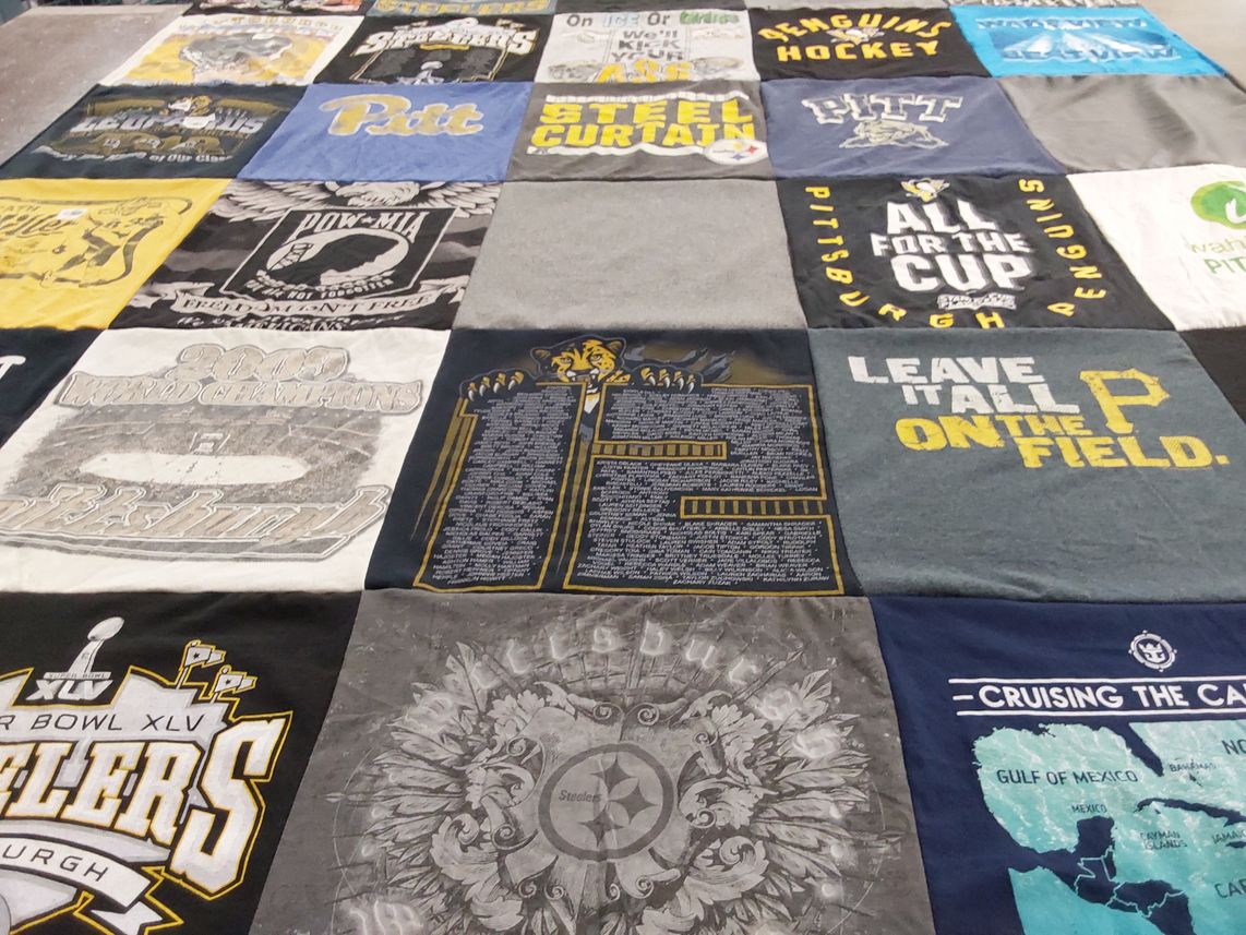 T-shirt quilt featuring pittsburgh penguins, pittsburgh steelers by Susan from PA