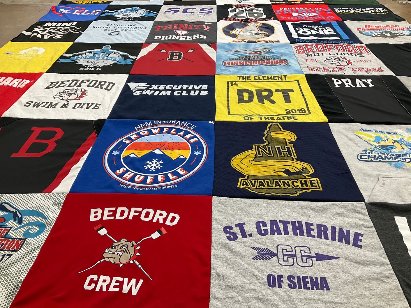 T-shirt quilt featuring bedford swim and dive team, bedford crew team by Lisa from FL