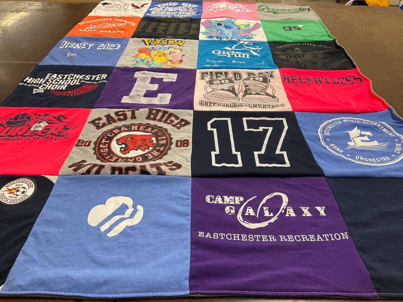 T-shirt quilt featuring wildcats, tigers by Valarie from NY