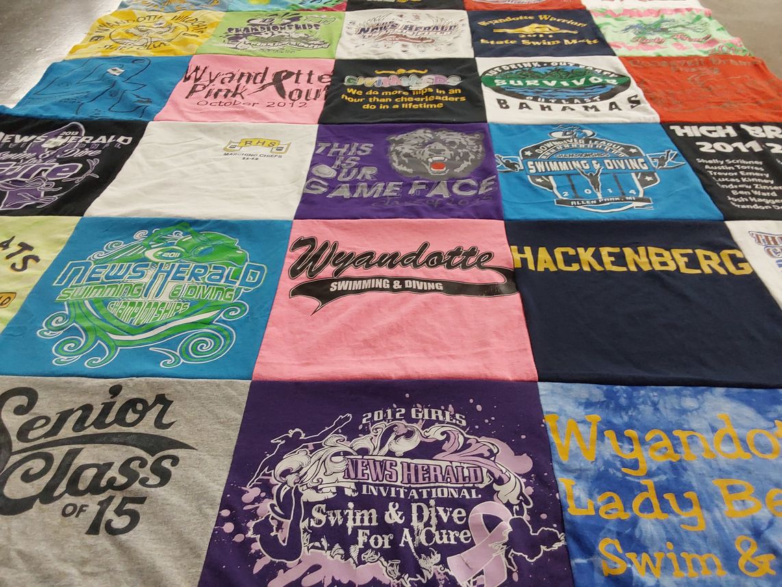T-shirt quilt featuring wyandotte swimming & diving by synchrony from MI