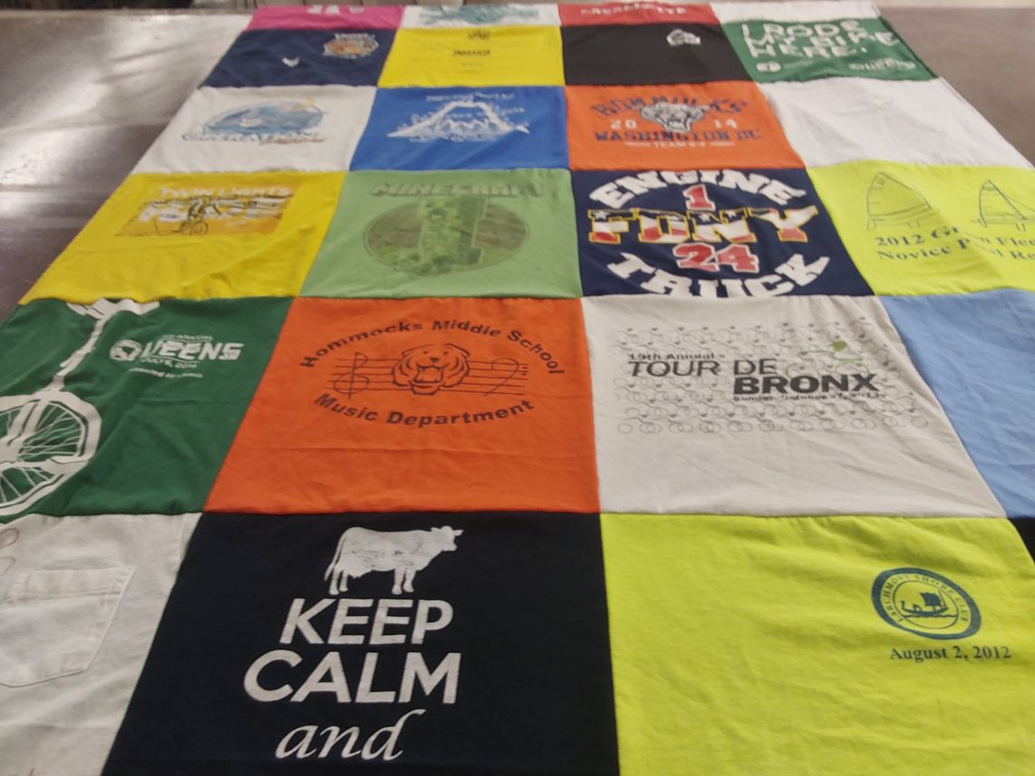 T-shirt quilt from hommocks middle school by Clare from NY